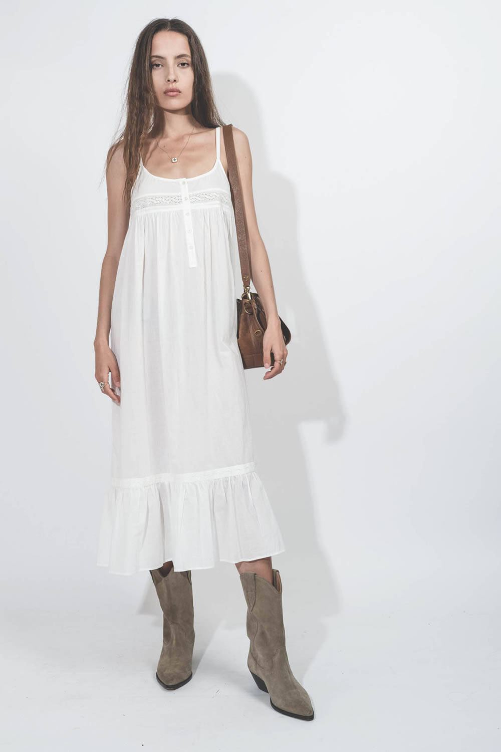 The Great Robe Eyelet Ruffle Blanc