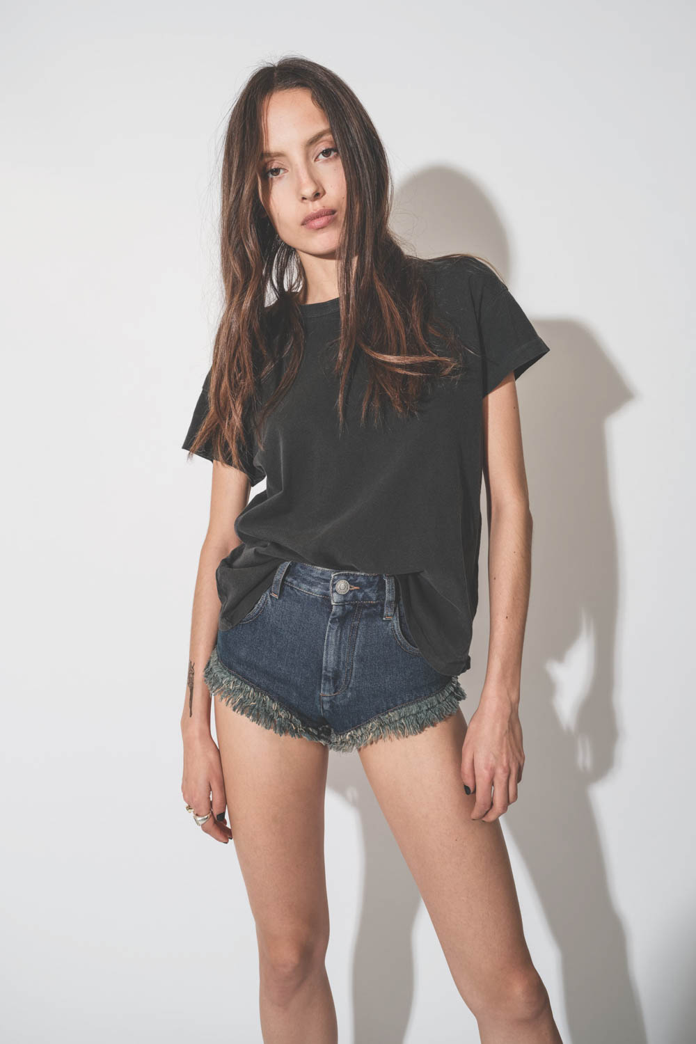 Produit The Great Tee-Shirt Boxy Crew Noir Delavé