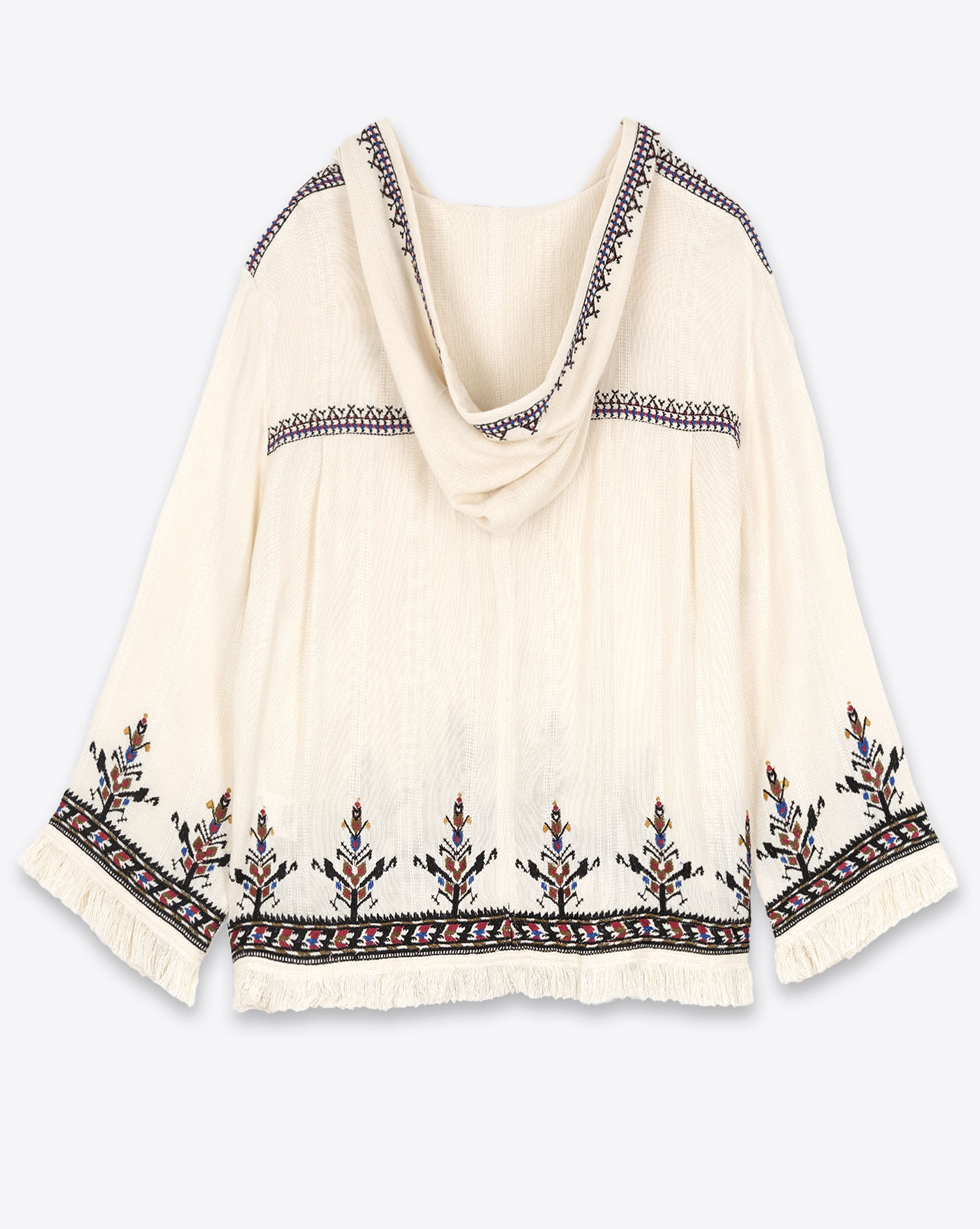 Produit Top manches longues Kameya Isabel Marant Etoile écru avec broderies et capuche. Vue dos. 