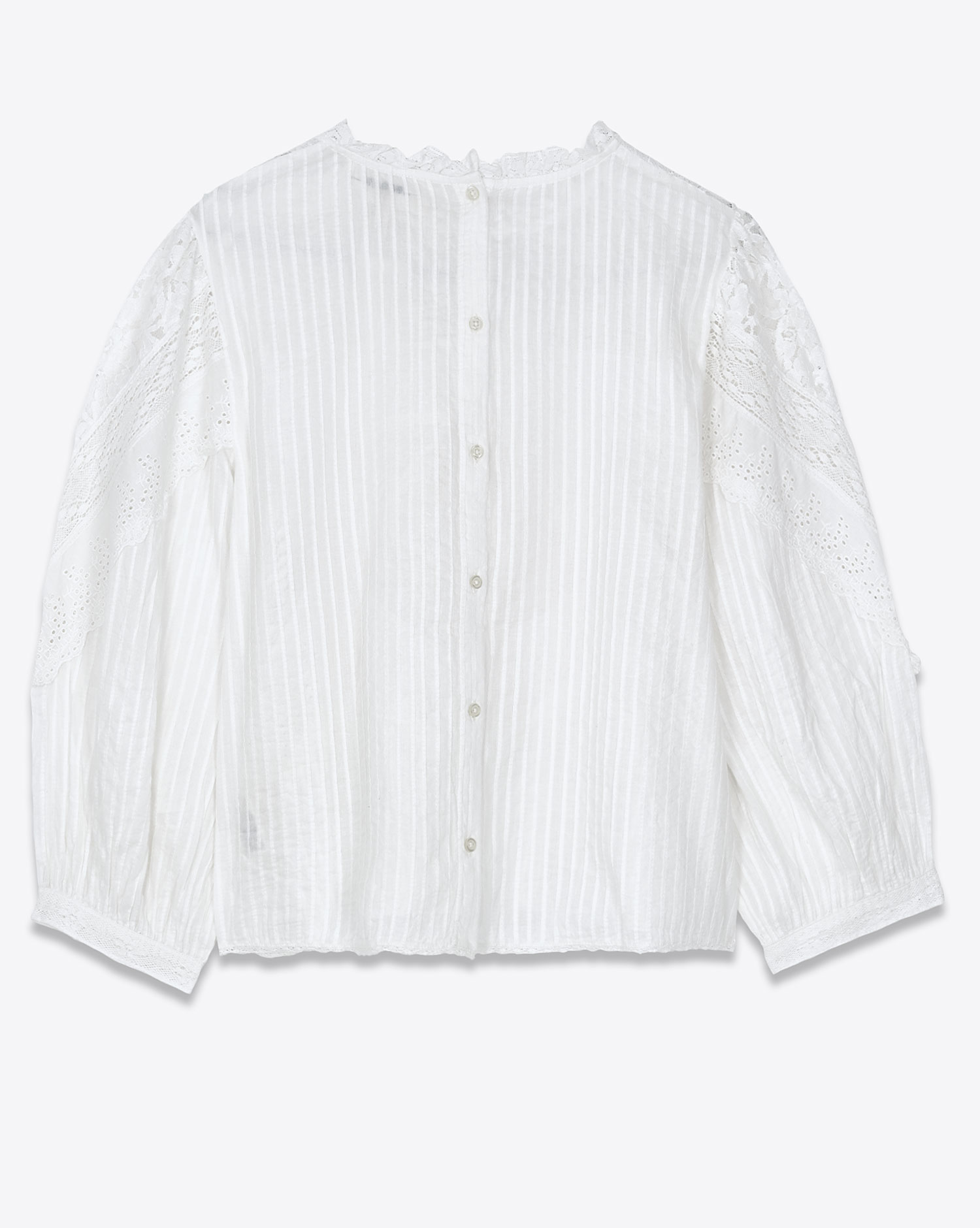 Top en dentelle blanche boutonn&eacute; dans le dos Verona The Great. Dos.