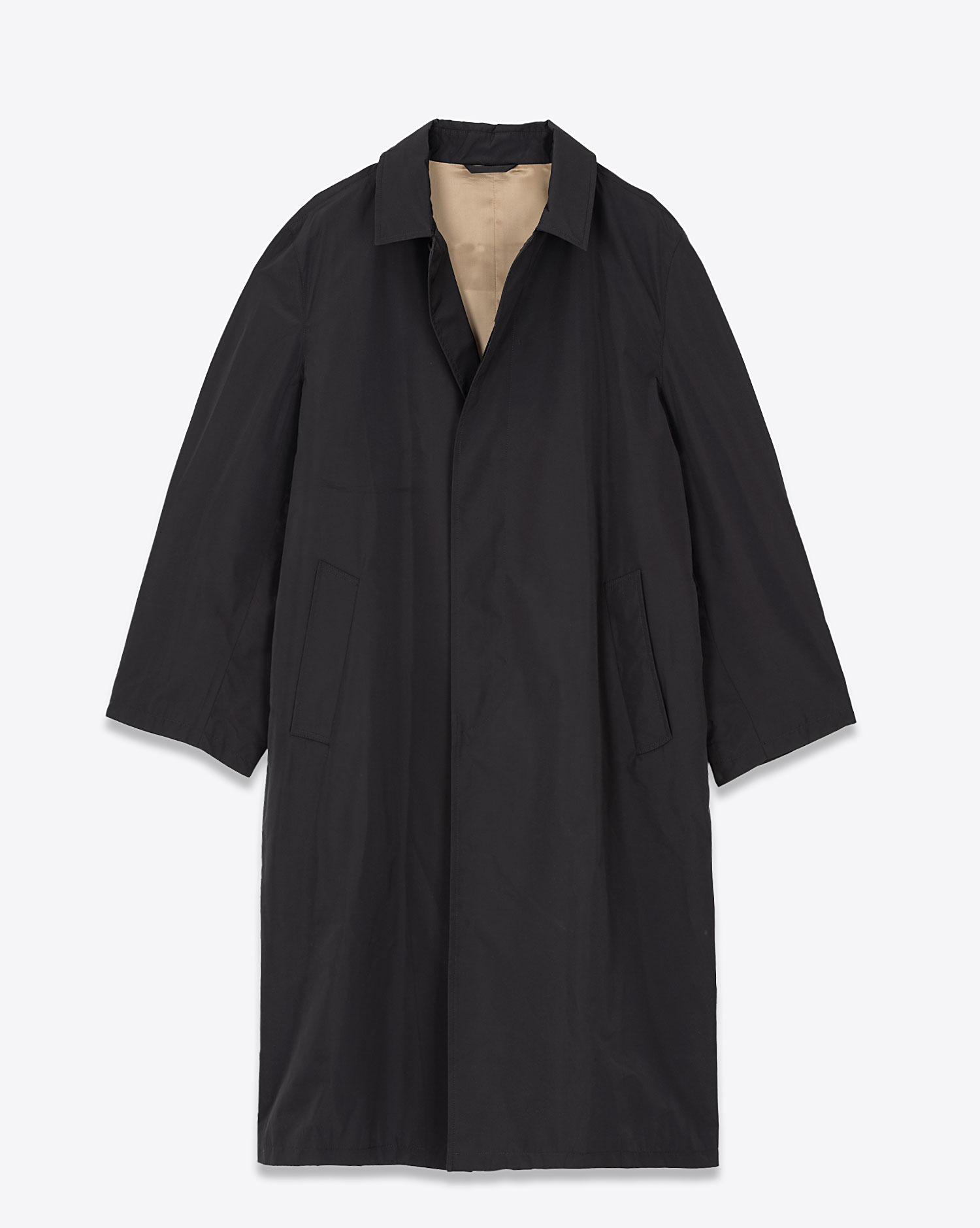 Produit Veste trench long Maison Flaneur noir. Vue face 