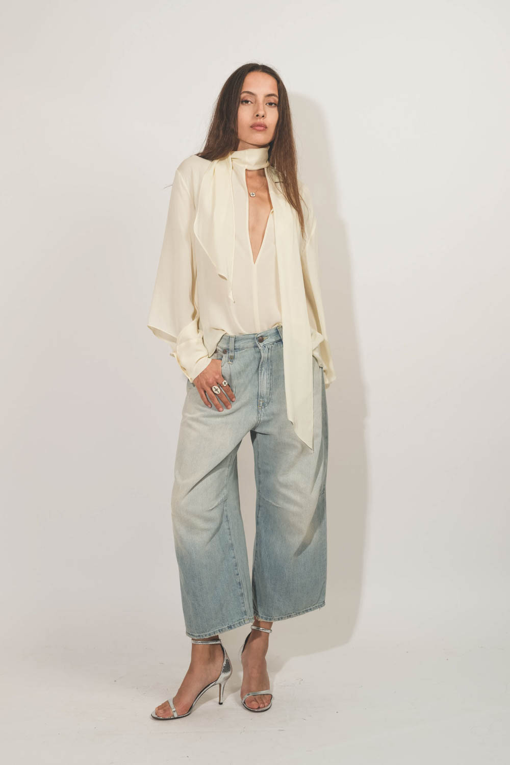 Chemise manches longues en voile de soie jaune Le Petit Café Vautrait.