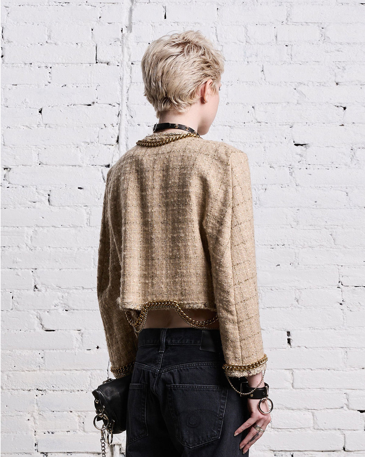 R13 Veste Tweed Epaulette Beige