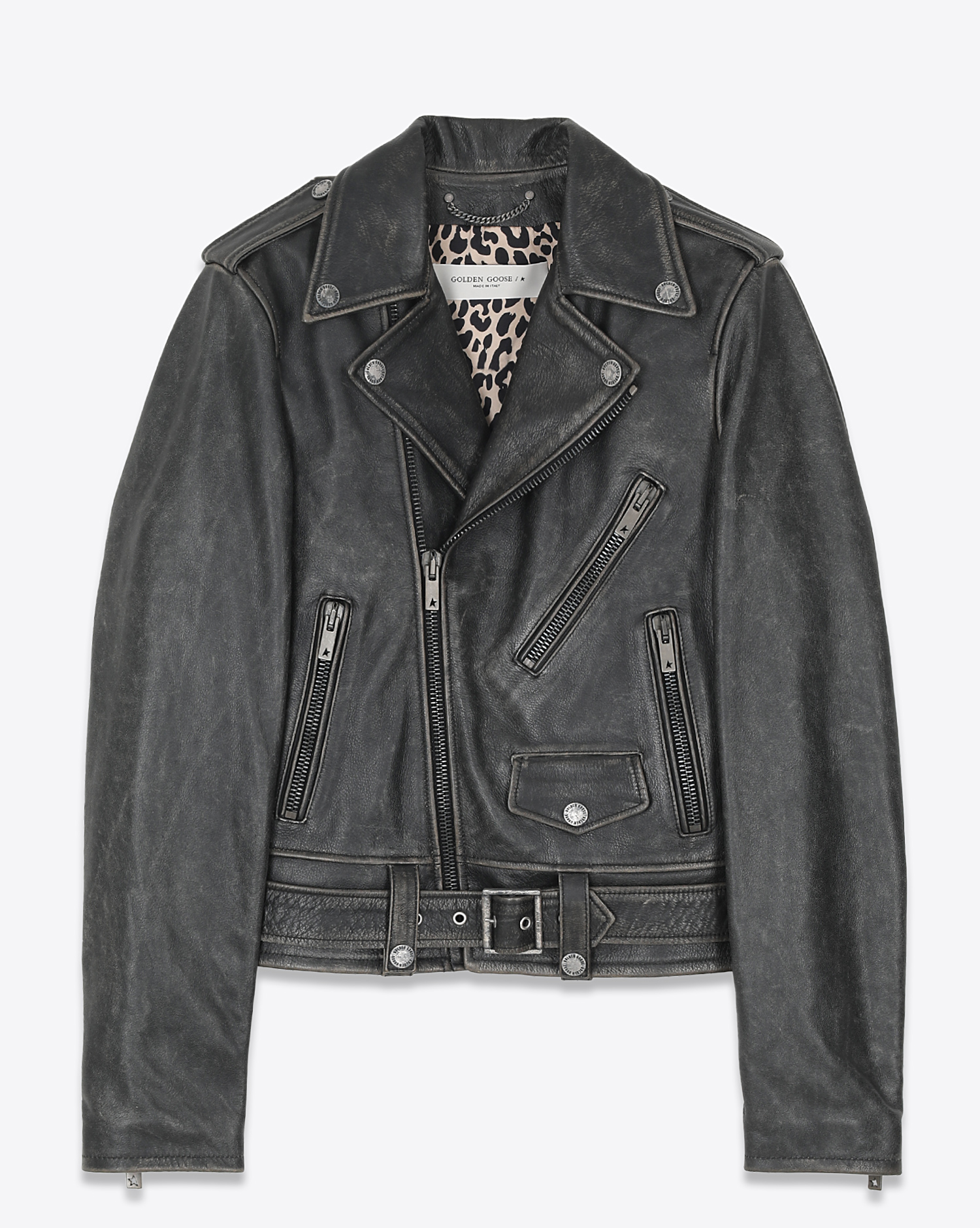 Veste Golden Goose en Cuir Chiodo noire