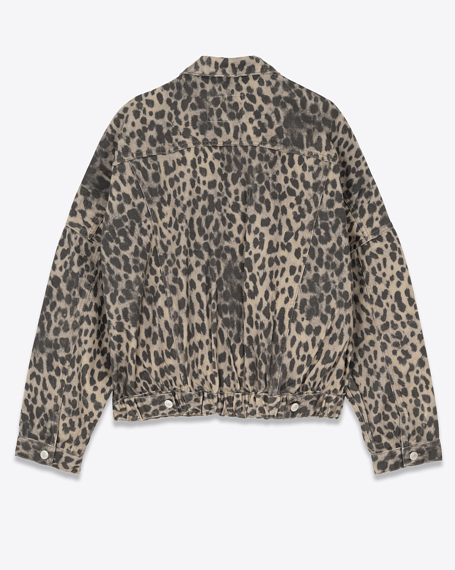 Produit Veste en jean Mikuta imprimée léopard. Vue dos. 