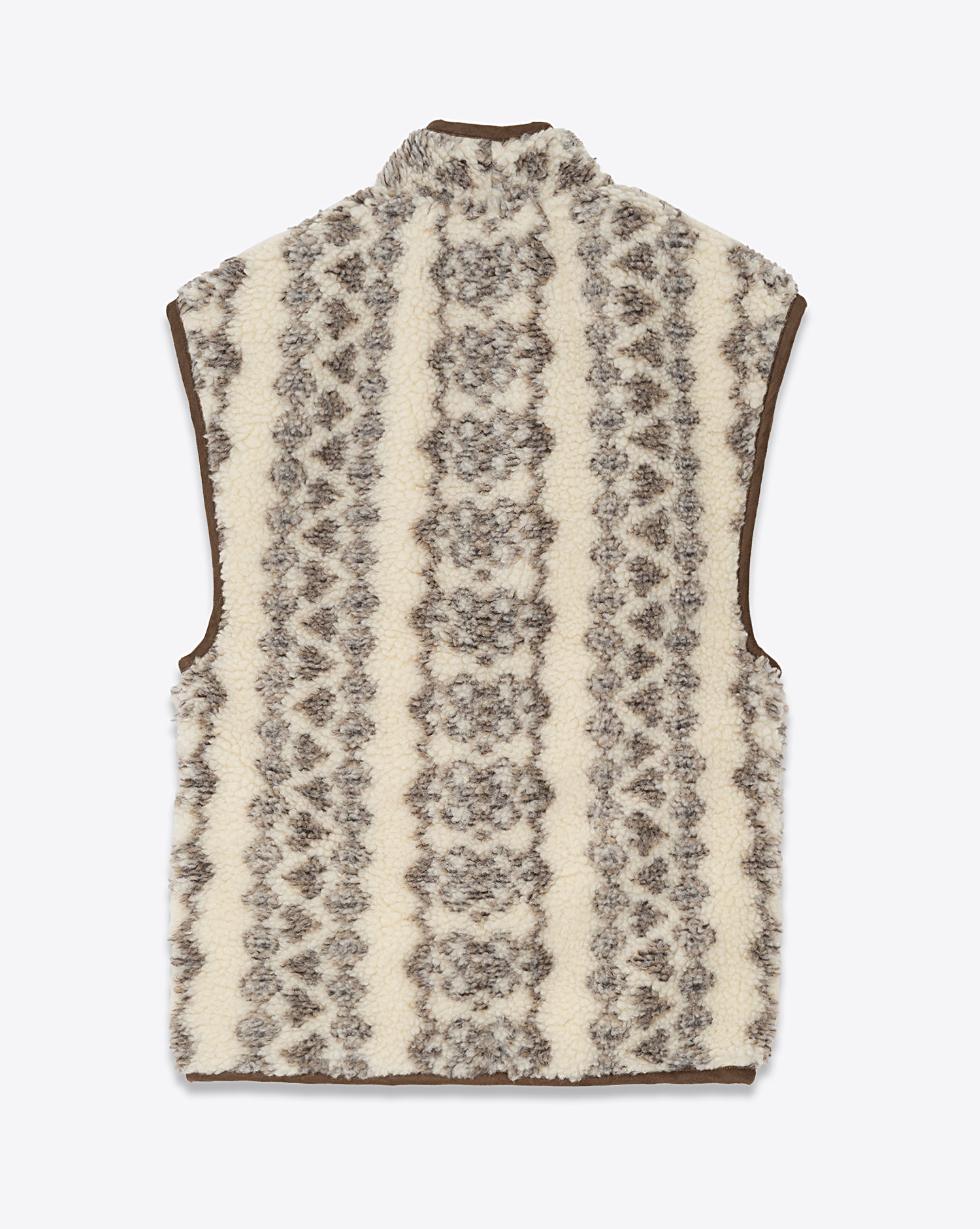 Gilet sans manches effet mouton imprimé écru et marron matelassée écru fermeture zip Maximilia Isabel Marant Etoile. Dos. 