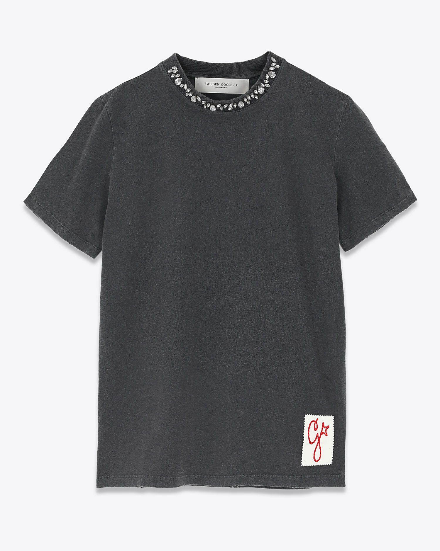 Golden Goose Tee-Shirt With Embroidery  Anthracite 60318