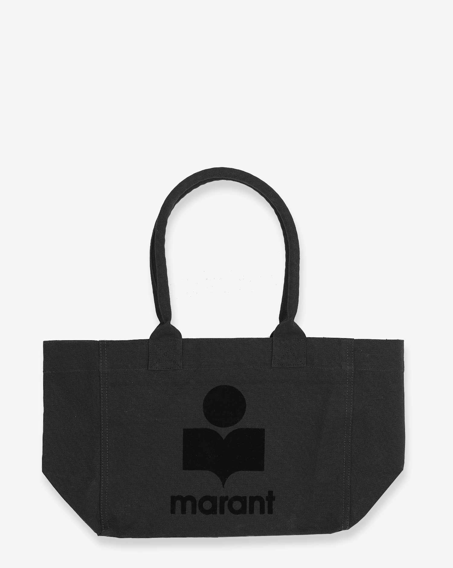 Produit Sac cabas Yenky Isabel Marant en toile noire vec logo et zip. Vue face. 
