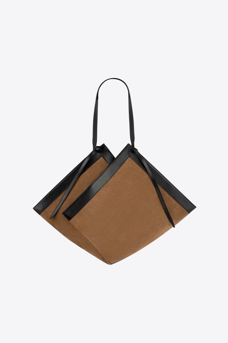 Sac cabas Wonton Yuzefi en cuir su&eacute;d&eacute; cognac. Vue de face.