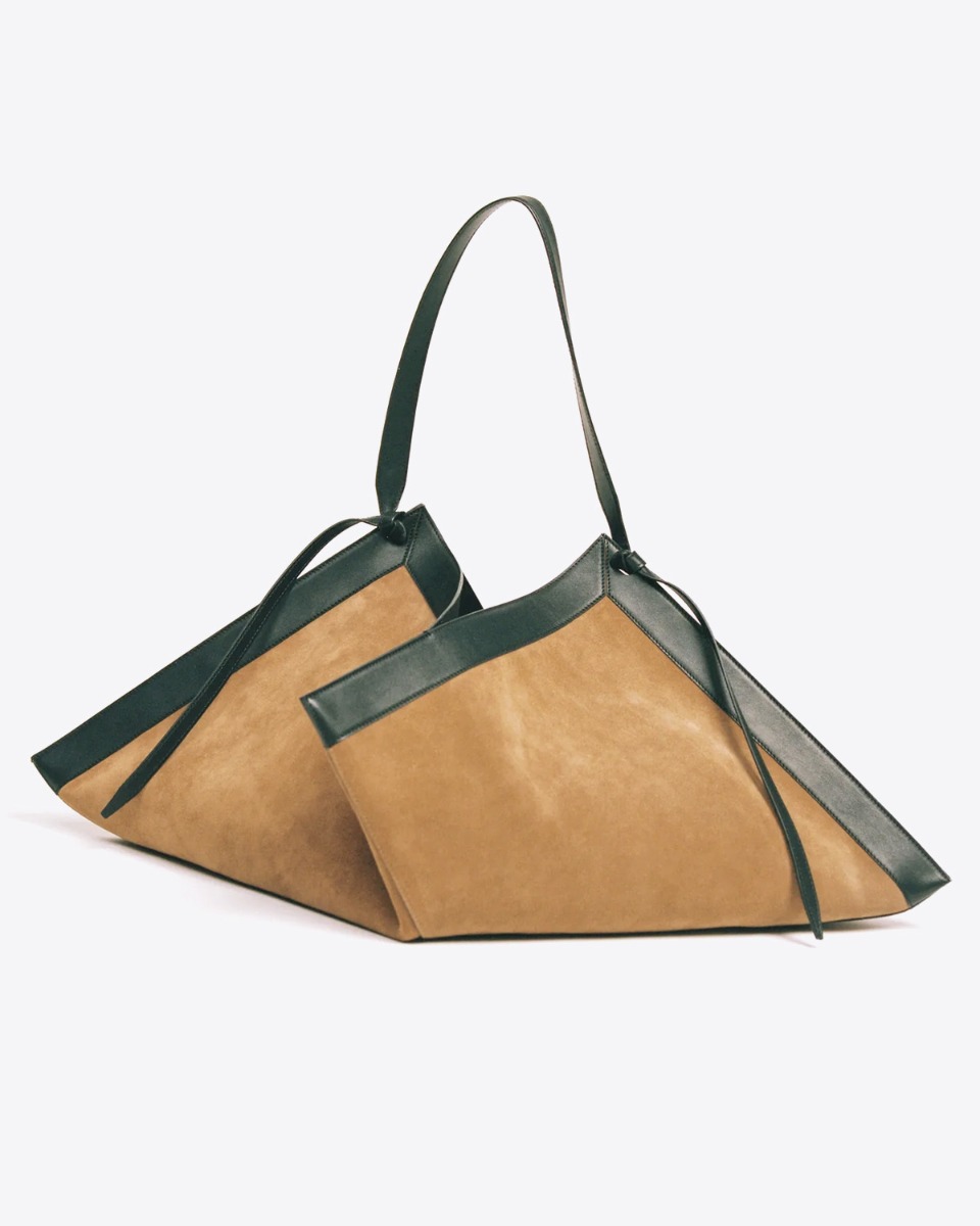Sac cabas Wonton Yuzefi en cuir su&eacute;d&eacute; cognac.