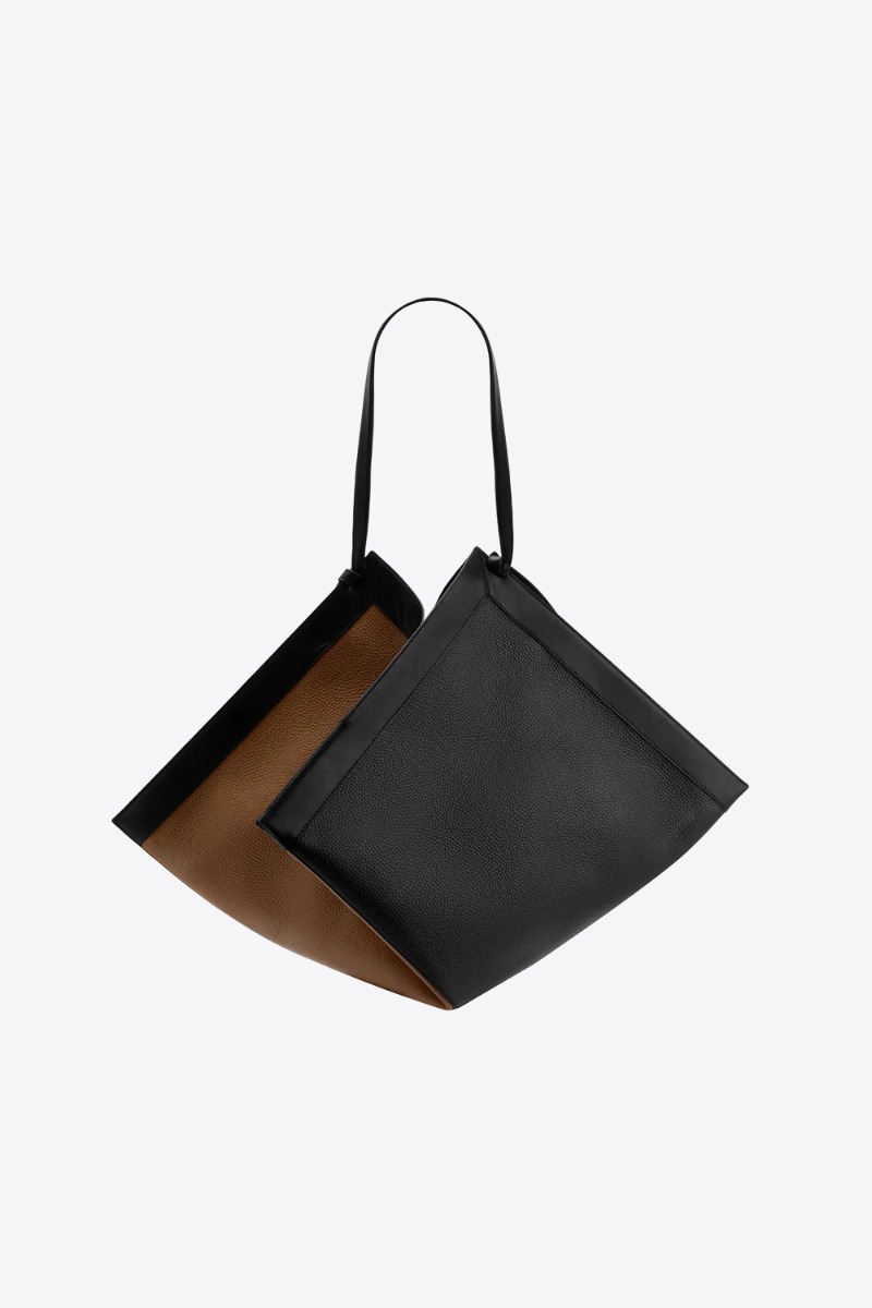 Sac cabas Wonton large Yuzefi en cuir grain&eacute; multi-couleurs Coffee (marron, noir, &eacute;cru, cognac). vue de dos.