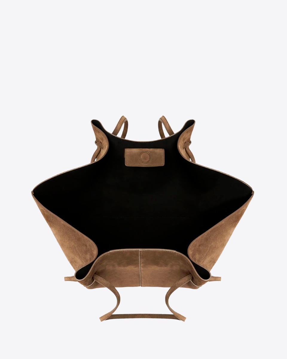 Sac Mochi large Yuzefi cuir su&eacute;d&eacute; Cognac, d&eacute;tail de l'int&eacute;rieur.