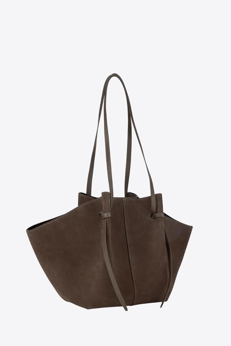 Sac cabas Mochi large Yuzefi cuir su&eacute;d&eacute; Nutmeg (marron), vue de profil.