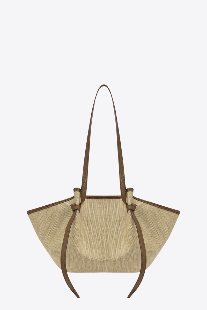 Sac Mochi Yuzefi en raffia biscuit (&eacute;cru), vue de face.