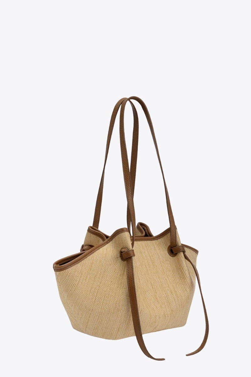 Sac Mochi Yuzefi en raffia biscuit (&eacute;cru), vue de profil.