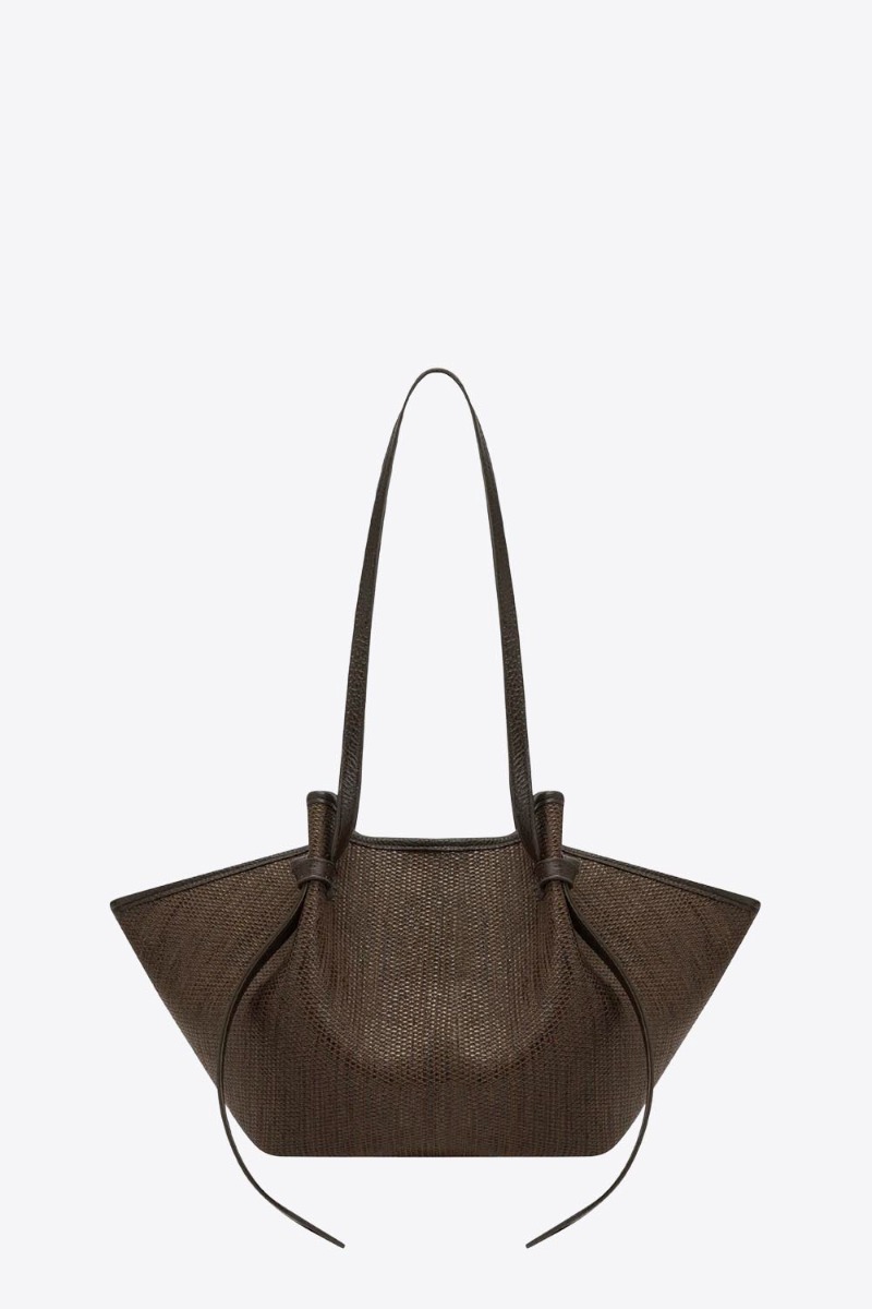 Sac Mochi Yuzefi en raffia Fudge (marron), vue de face.