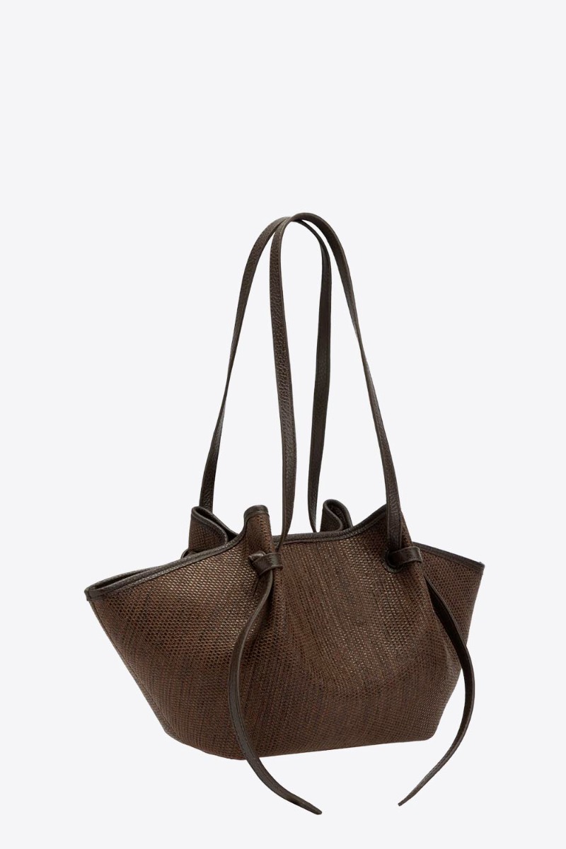 Sac Mochi Yuzefi en raffia Fudge (marron), vue de profil.